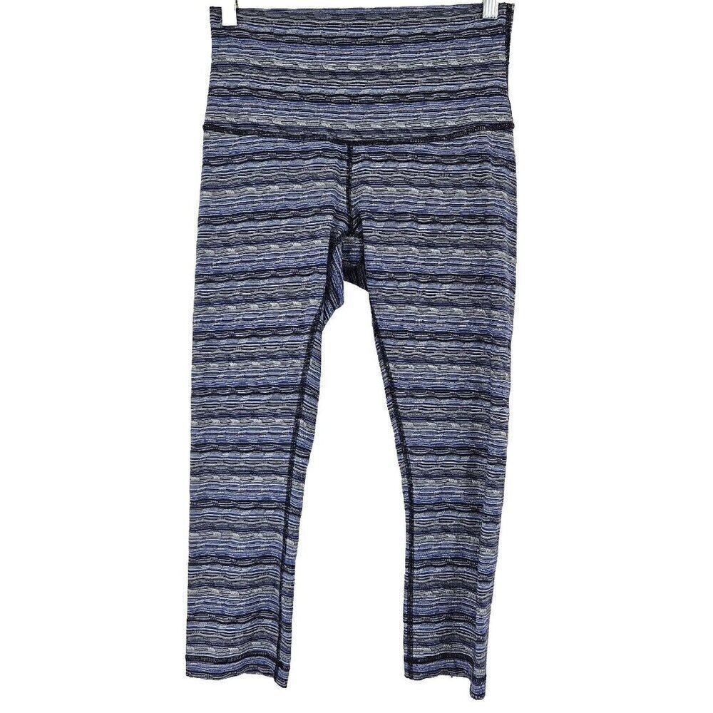 Lululemon Wunder Under Crop Leggings Space Dye Twist Sapphire Blue Multi Size 8